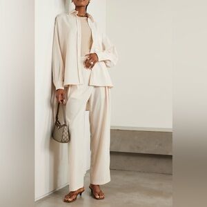 The Frankie Shop Georgia Fluid Pinstriped Shirt pants set Sz XS/S oversized